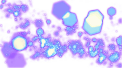 Wall Mural - a digital illustration of an abstract background with blue and purple hexagon bokeh on a black backg