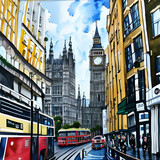 Fototapeta Miasto - big ben, london, watercolor 