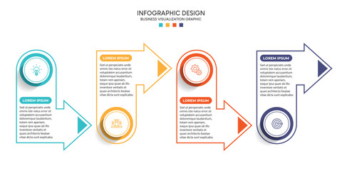 Wall Mural - Steps business data visualization timeline process infographic template design with icons