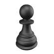 3D rendering black pawn isolated on transparent background (object clipping path on PNG file)