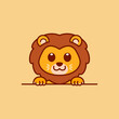 Cute Peeking Lion Vector Illustration