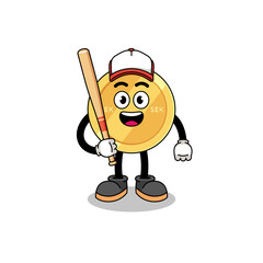 Wall Mural - swedish krona mascot cartoon as a baseball player