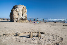 Sandcastles On A Sunny Day At Pismo Beach California