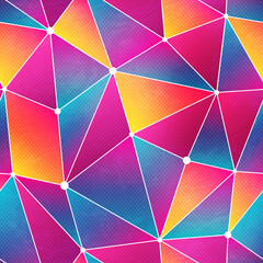 Wall Mural - Bright triangle seamless pattern with grunge effect.