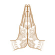 Mudra Namaste. Ornate hands folded in a welcome gesture. Mehendi - henna ornament on body. Illustration on transparent background
