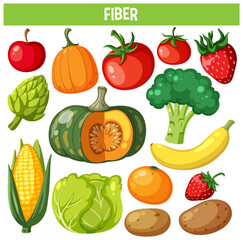 Poster - Vegetables and fruits fiber foods group