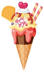 Sticker - Ice cream wafer cone with toppings