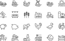 Simple Set Of Outline Icons About Farm