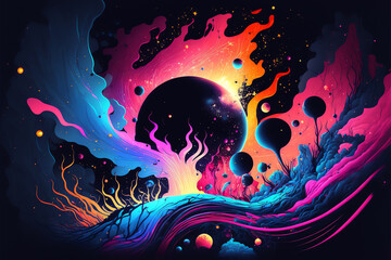 Wall Mural - space and glowing nebula background. ai generated.