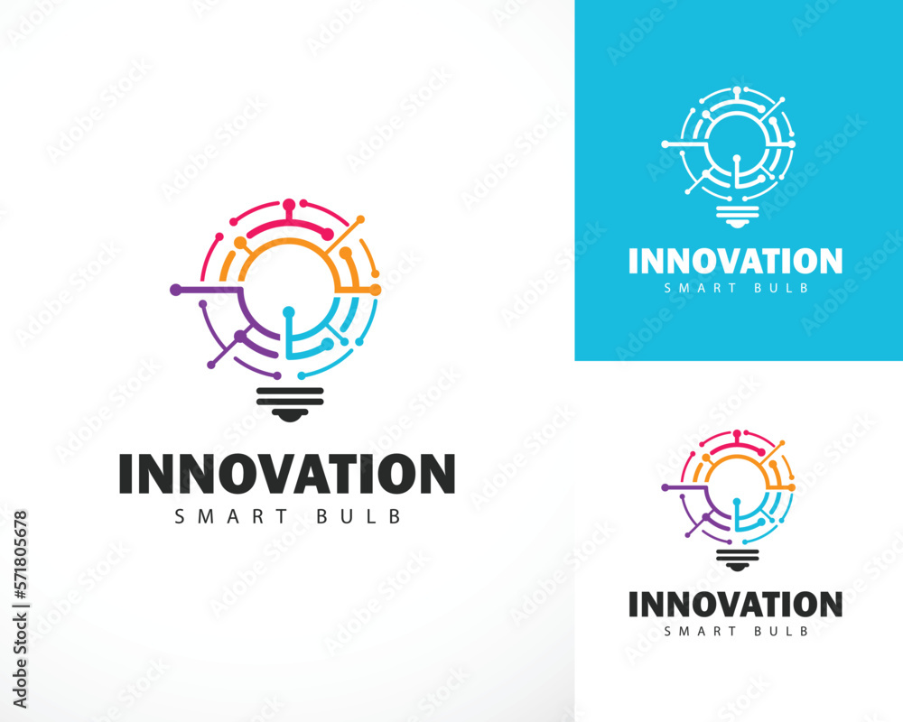 innovation logo creative bulb smart tech connect design concept color