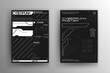 Set of cyberpunk futuristic poster. Modern cyberpunk design for web and print template. Tech flyer with HUD elements. Abstract futuristic digital technology black and white design. Vector