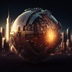 invading alien spaceship undergoing nuclear implosion near surface of planet earth. generative ai.