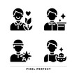 © IMG visuals icons - Male archetypes black glyph icons set on white space. Personality traits. Psychoanalytic theory. Lover, magician. Silhouette symbols. Solid pictogram pack. Vector isolated illustration