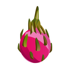 Wall Mural - Dragon fruit isolated on a white background. Set realistic fruit. Macro icon juicy pitahaya and slices. Exotic sweet fruits.