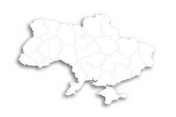  Ukraine political map of administrative divisions - regions, two cities with special status of Kyiv and Sevastopol, and autonomous republic of Crimea. Flat white blank map with thin black outline and