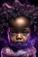 Wall Mural - Cute African baby with big eyes, Generative AI