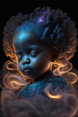 Wall Mural - Cute African baby with big eyes, Generative AI