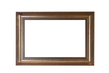 Poster - brown wooden frame isolated on a white background. framing the picture. High quality photo