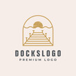 Boat hoists piers lift and docks logo design template vector illustration
