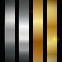 Wall Mural - Collection of gold and Metallic steel gradient template background vector.