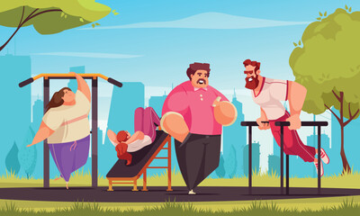 Wall Mural - Workout Cartoon Composition