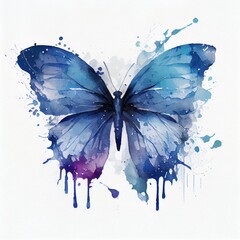 Canvas Print - Watercolor illustration with a beautiful butterfly. Generative AI