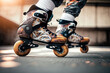 inline skates with only two wheels. Generative AI
