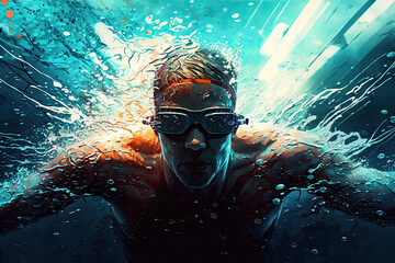 a swimmer dives. Generative AI