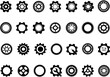 Set of simple gears icon.Gear wheels line black icons .Cogwheel machine gears.	