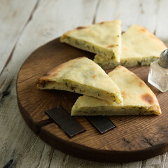 Canvas Print - Homemade pie with cheese and herbs