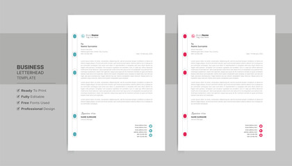 Wall Mural - Creative letterhead format template, business style letterhead design template. Company letterhead template designs. Letterhead, flyer template.	