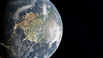 North America from space showing climate in USA in Mexico, 3d render, vertical