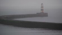 Seaham Lighthouse On A Foggy Winter Morning