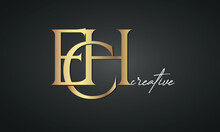 Luxury Letters ECH Golden Logo Icon  Premium Monogram, Creative Royal Logo Design