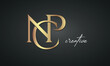 luxury letters NCP golden logo icon  premium monogram, creative royal logo design