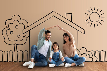 Wall Mural - Loving middle eastern parents making roof over their daughter