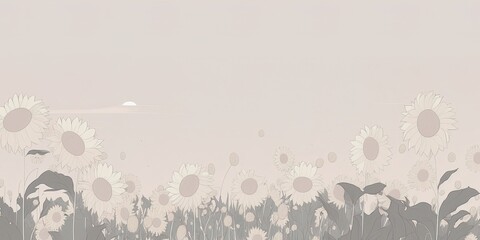 Wall Mural - Fields of yellow sunflower with light clear light sky horizontal wallpaper background