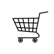 © olindana - Vector illustration icon of steel shopping cart on wheels. Supermarket online store e-commerce symbol. Design element for mobile website applications development