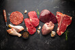 © Foodlovers - Selection of assorted raw meat food with seasonings