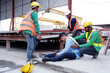 © krongthip - Male engineer injured in leg accident.