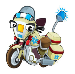 Wall Mural - Cartoon motorcycle riding to the rescue illustration for children