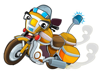 Wall Mural - Cartoon motorcycle riding to the rescue illustration for children