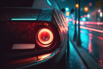 Poster - AI generated, city night scene street cars