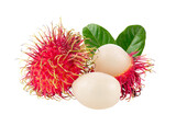 rambutan sweet delicious fruit with leaf isolated on transparent png