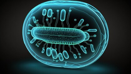 single bioluminescent, abstract illustration of the bacteria.