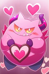 Wall Mural - Pink Valentines Monster