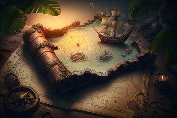 pirate map created using ai generative technology