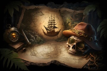 pirate map created using ai generative technology