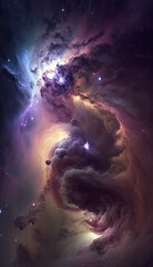 epic shot of planets and asteroids in nebulae. generative ai