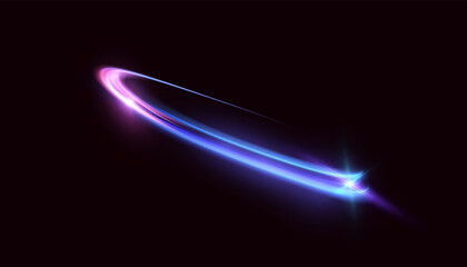Vector illustration of dynamic light sources on a dark background. High speed in night abstraction. Abstract light swirl. For web design, game design. PNG vector